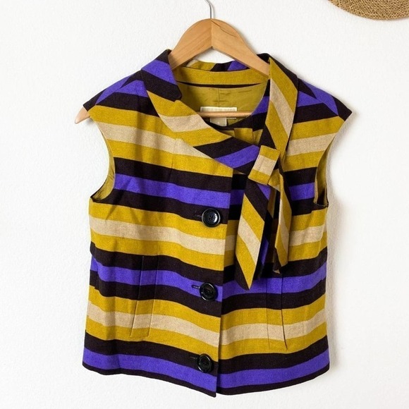 Michael Michael Kors Striped Linen Collar Vest size 4 - Picture 3 of 13